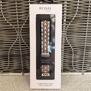 Posh Tech Rainey Classic Silver & Rose Gold Link Apple Watch Band